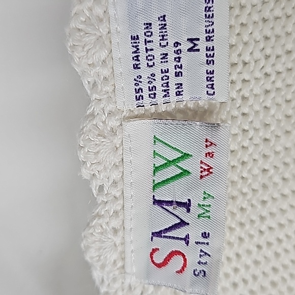 SMW Boho Crochet Cutout Open Knit High Low Sweater Vest w Solid Back - Picture 3 of 11